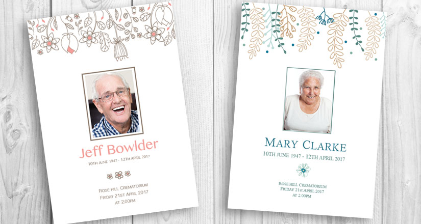 Example of a printed funeral order of service booklet