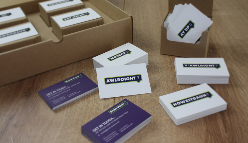 Business Cards with a Localised Greeting